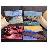 Four Seascape Oil of Canvas Paintings