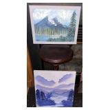 Pair of Mountain Scape Oil on Canvas Paintings