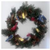 Vintage Faux Pine Wreathe w/ Bird Motif