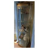 Vintage Brass & Glass Lighted Curio Cabinet