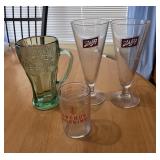 Libbey Green Coke Mug & Schlitz Pilsner Glasses