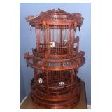 Vtg Chinese Two Tiered Bagoda Bamboo Bird Cage