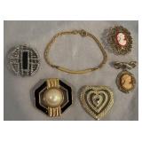 Collection of Vintage Designer Pins & Bracelet