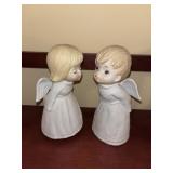 Pair of Vintage Bisque Kissing Cupids