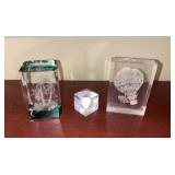 Collection of Laser Etched Crystal Paperweights