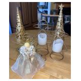 Collection of Metal Xmas Trees & Candleholders
