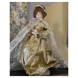 Vintage Victorian Porcelain Doll on Stand