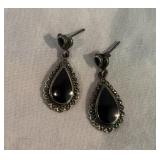 Sterling Silver & Onyx Tear Drop Earrings