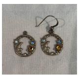 Shubes SS Cresent Moon & Rhinestone Earrings