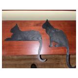 Pair of Painted Wood Cat Decor