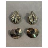 Sterling Silver Unmarked Seashell Earrings