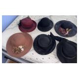 Collection of Ladies Felt Wool Dress Hats
