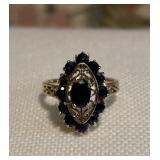 1.82 Total Blue Sapphire Navette Ring