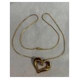 14KT Gold Heart Pendant & Snake Chain