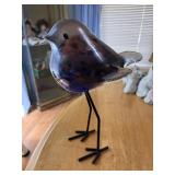 Vintage Blown Glass Bird w/ Metal Legs