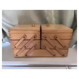 Vintage Wooden Cantilever Sewing Box