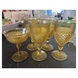 Vintage Indiana Glass Diamond Point Set of 5