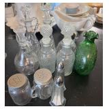 Vintage Clevenger Bros Ruffled Green Daisy Bottle