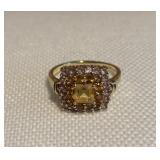 Citrone & Pink Sapphires 14KT Gold Cocktail Ring