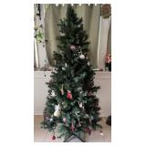 Faux Pre-Lit Christmas Tree w/ Decorations