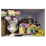 Collection of Candle Holders, Vases & Silk Flowers
