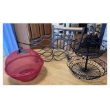 Pair of Metal Fruit Holders & Wine Rack