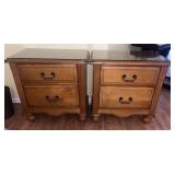 Vintage Pair of Pine 2-Drawer Night Stands