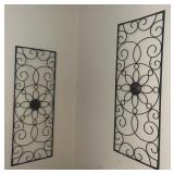 Pair of Metal Architectural Wall Art Panels