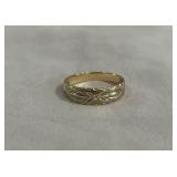 10K Gold Engraved Wedding Band