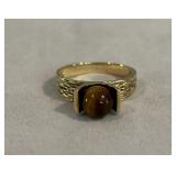 14KT Gold Natural Tigers Eye Ring