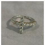 Sterling Silver & Cubic Zirconia Cross Ring