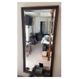 20th C. Wood & Beveled Glass Wall Mirror