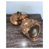 C. 1920 Copper Amber Crackle Glass Outdoor Sconce