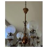 C. 1880 Brass Kerosene 4 - Light Chandelier