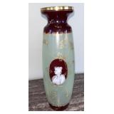 C.1880 Bohemian Sea Foam Opaline Vase w/Cameo