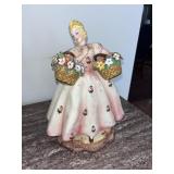 Vintage Italian Ceramic Lady w/ Flowers
