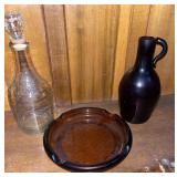 Vintage Amber Glass Lattice Ashtray