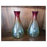 Pair of Vintage Studio Art Glass Vases - 2