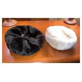 Vintage Ladies Faux Fur Beret & Round Hat