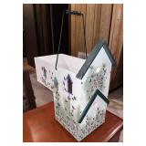 Vintage Painted Wood Birdhouse Caddy