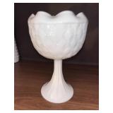 Vintage Indiana Glass Duette Milk Glass Compote