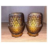 C. 1960 Pair of Indiana Glass Amber Fairy Lamps