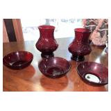 Vintage Ruby Red Anchor Hocking Votives & Bowls