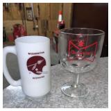 Vtg Budweiser Beer Glass & Washing Redskins Mug