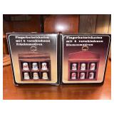 Vintage Porcelain Thimble Wood Shelf & Thimbles