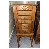 Vintage Oak Five Drawer Jewelry Cabinet