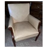 C 1940 Mahogany Vinyl Accent Arm Chair