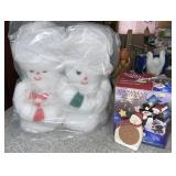 Pair of Plush Mr. & Mrs. Snowman & Coasters