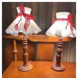 Vintage Pair of Turned Wood Table Lamps