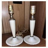 Vintage Milk Glass Pattern Boudoir Lamps - 2